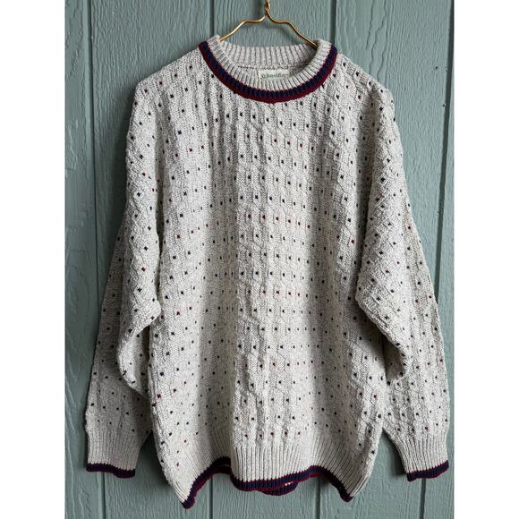 Vintage St. John’s Bay 100% Cotton Textured Knit Sweater – Made in USA – Size L - Picture 1 of 6